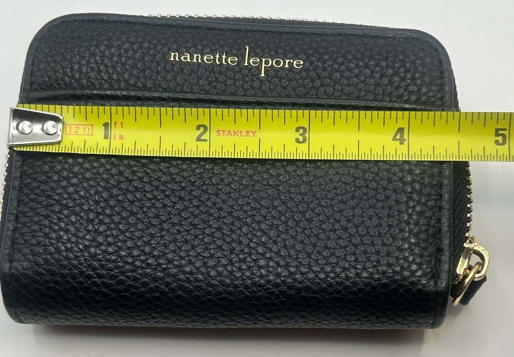 Nanette Lepore Black Pebbled Leather Small Zip Around Wallet - Picture 3 of 4